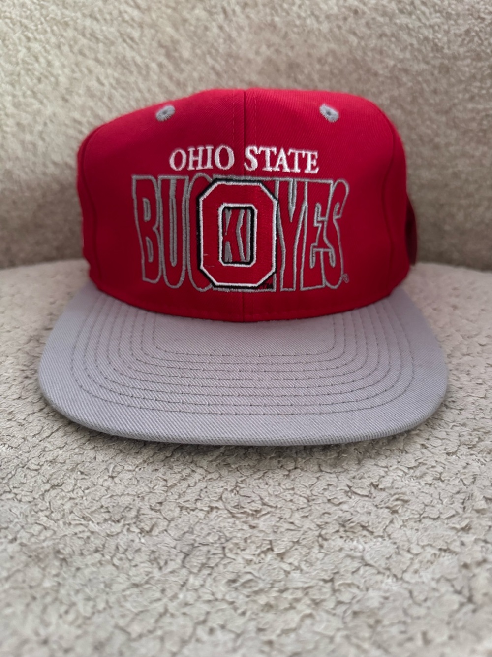 Vintage Ohio State Buckeyes Snapback Hat Red Gray #1 Apparel NWT OSU Cap